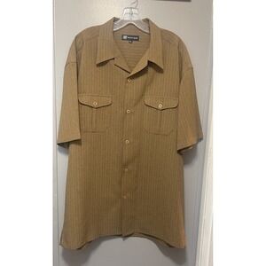 Vintage Montique Walking Shirt Men's Extra Large Gold Black Pin Stripe